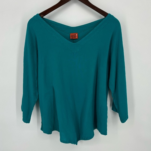 Oh My Gauze! Cardigan Top Set Layered Lagenlook Blue Resort Cruise Size 2 Large - Picture 7 of 10